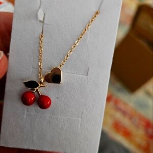 Gold Cherry Charm Bracelet